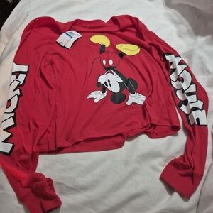 Disney Mickey Mouse Red Women's Long Sleeve Shirt